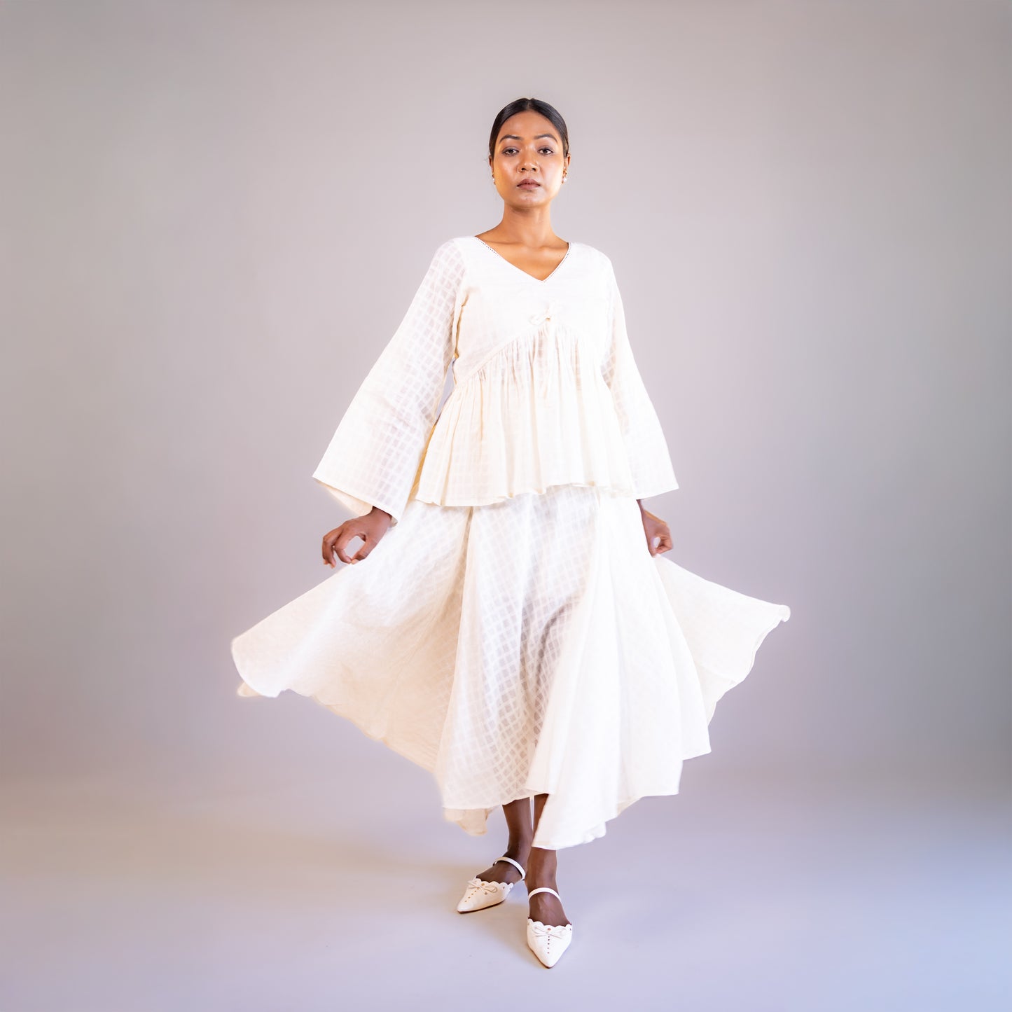 White Bell Sleeve Top