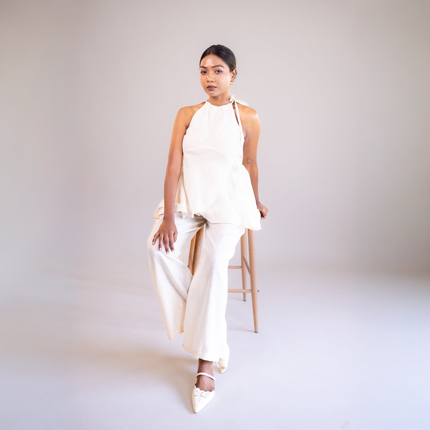 White Halter Neck Top