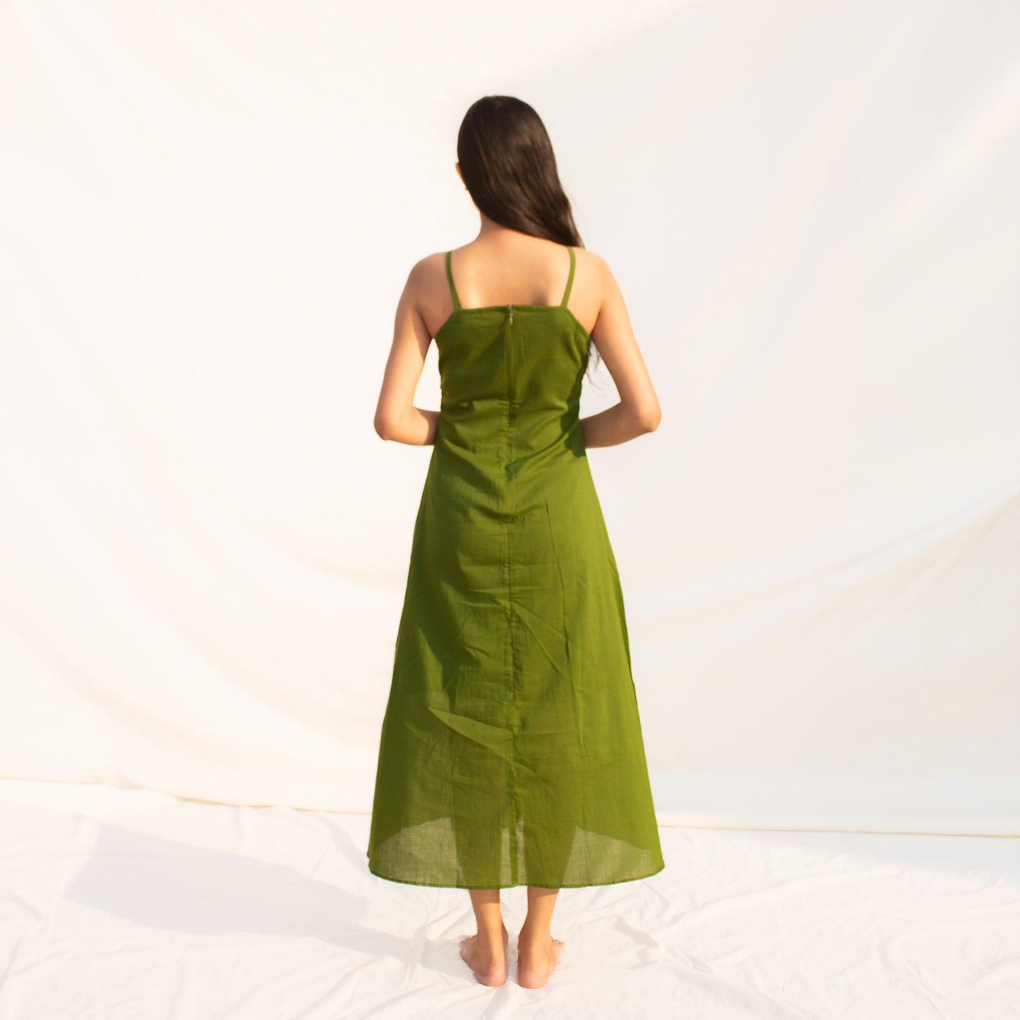Olive Solid Slip Dress