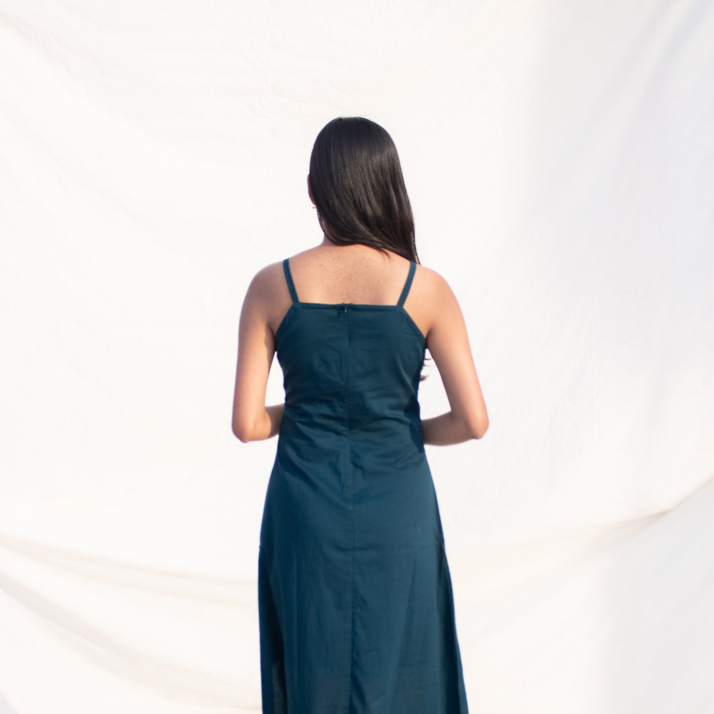 Teal Solid Slip Dress