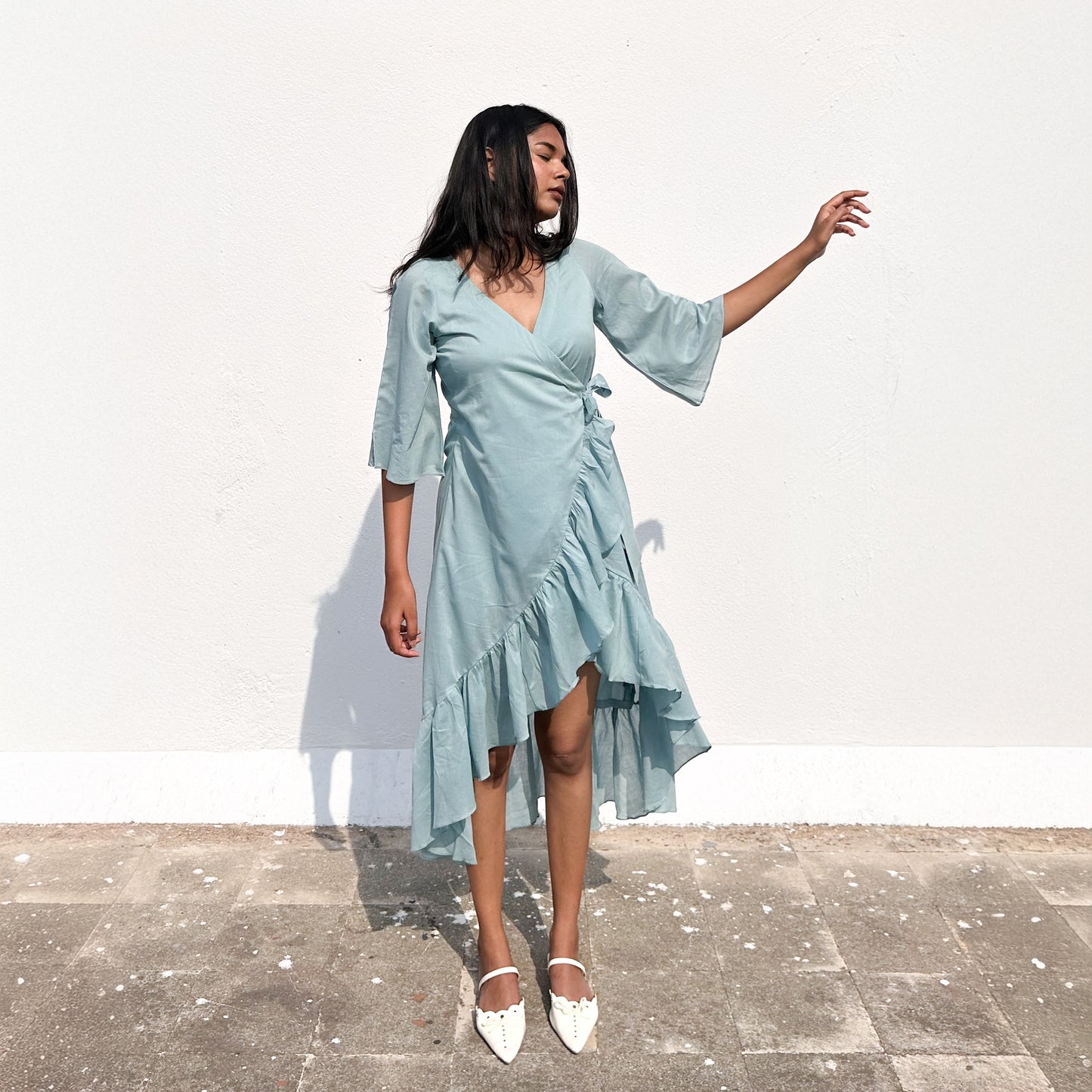 Powder Blue Ruffle Angarakha Dress