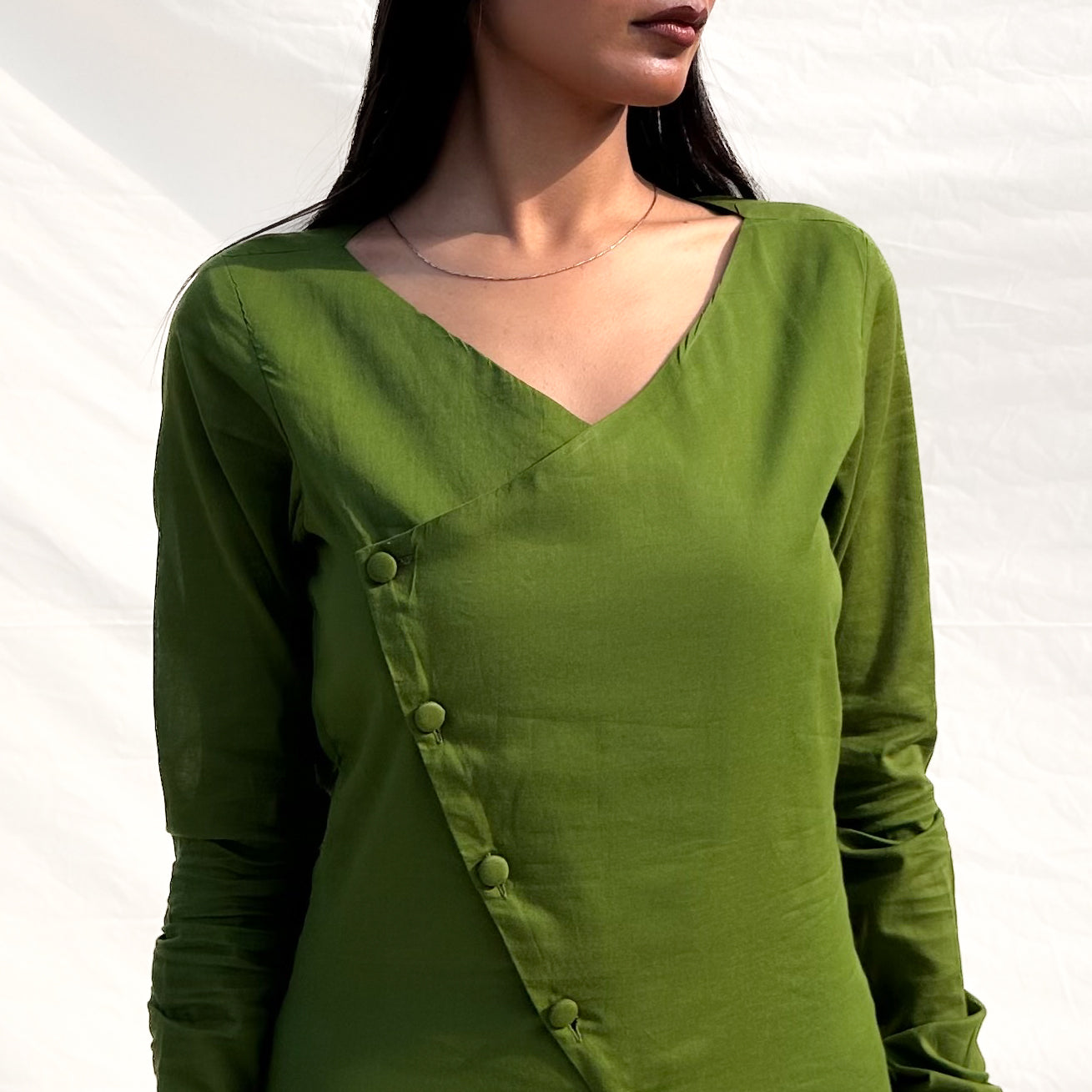 Olive Full Sleeve Angarakha Top
