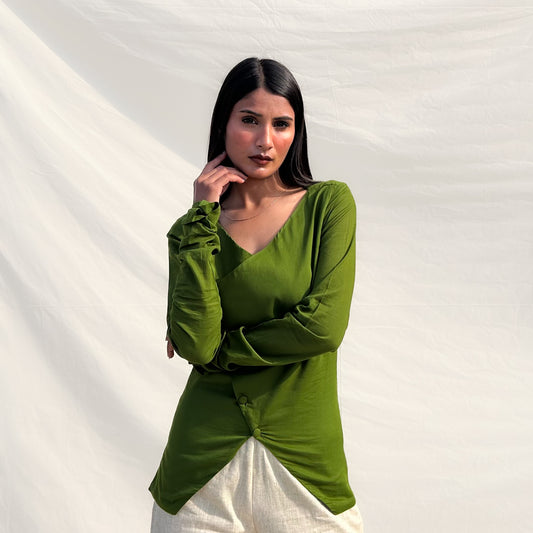 Olive Full Sleeve Angarakha Top