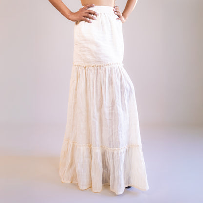 White Maxi Cotton Tiered Skirt