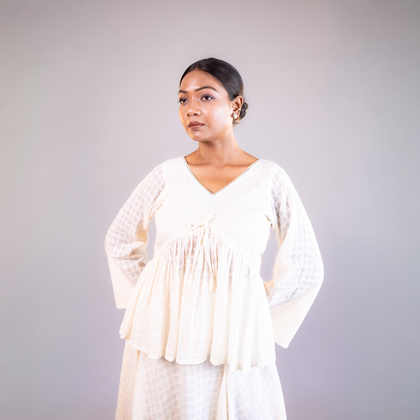 White Bell Sleeve Top