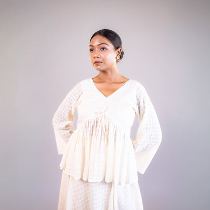 White Bell Sleeve Top