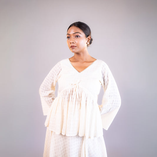 White Bell Sleeve Top