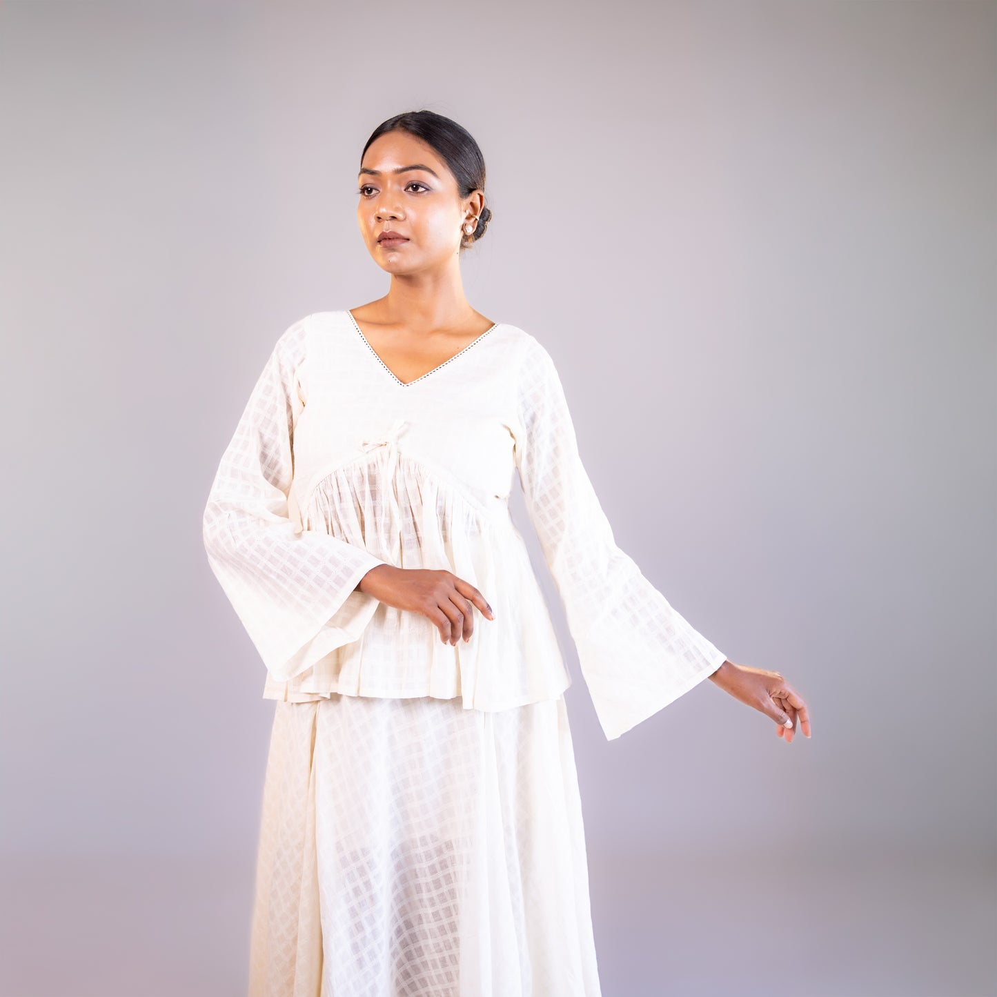 White Bell Sleeve Top