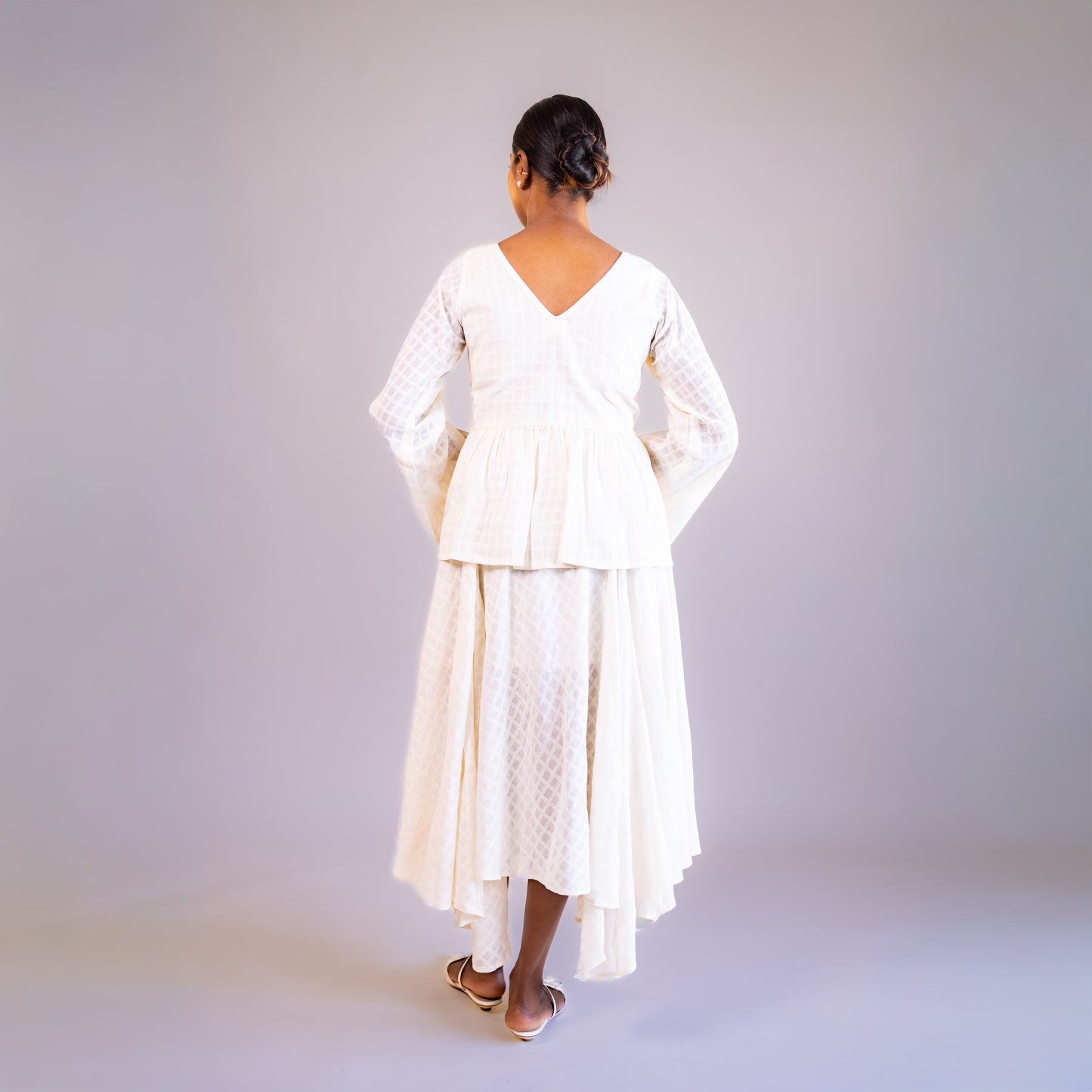 White Asymmetrical Midi Cotton Skirt