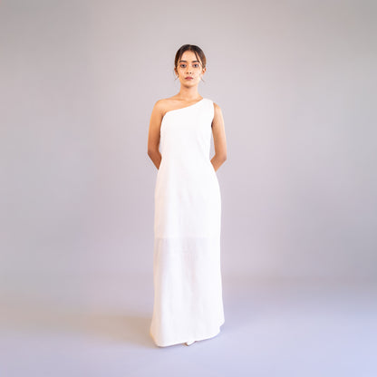 One Shoulder White Dress