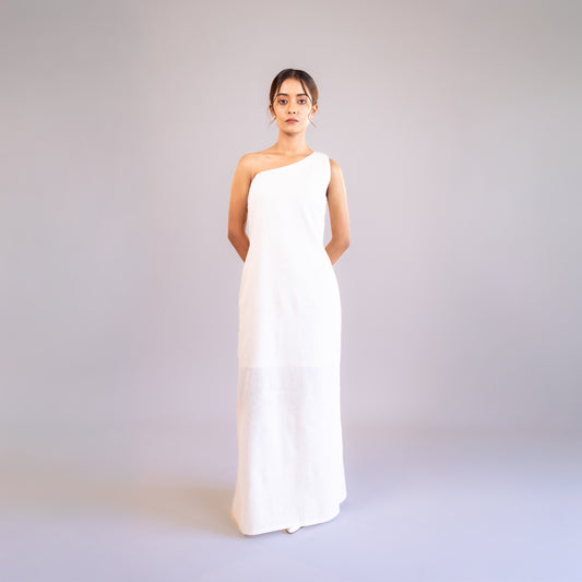 One Shoulder White Dress