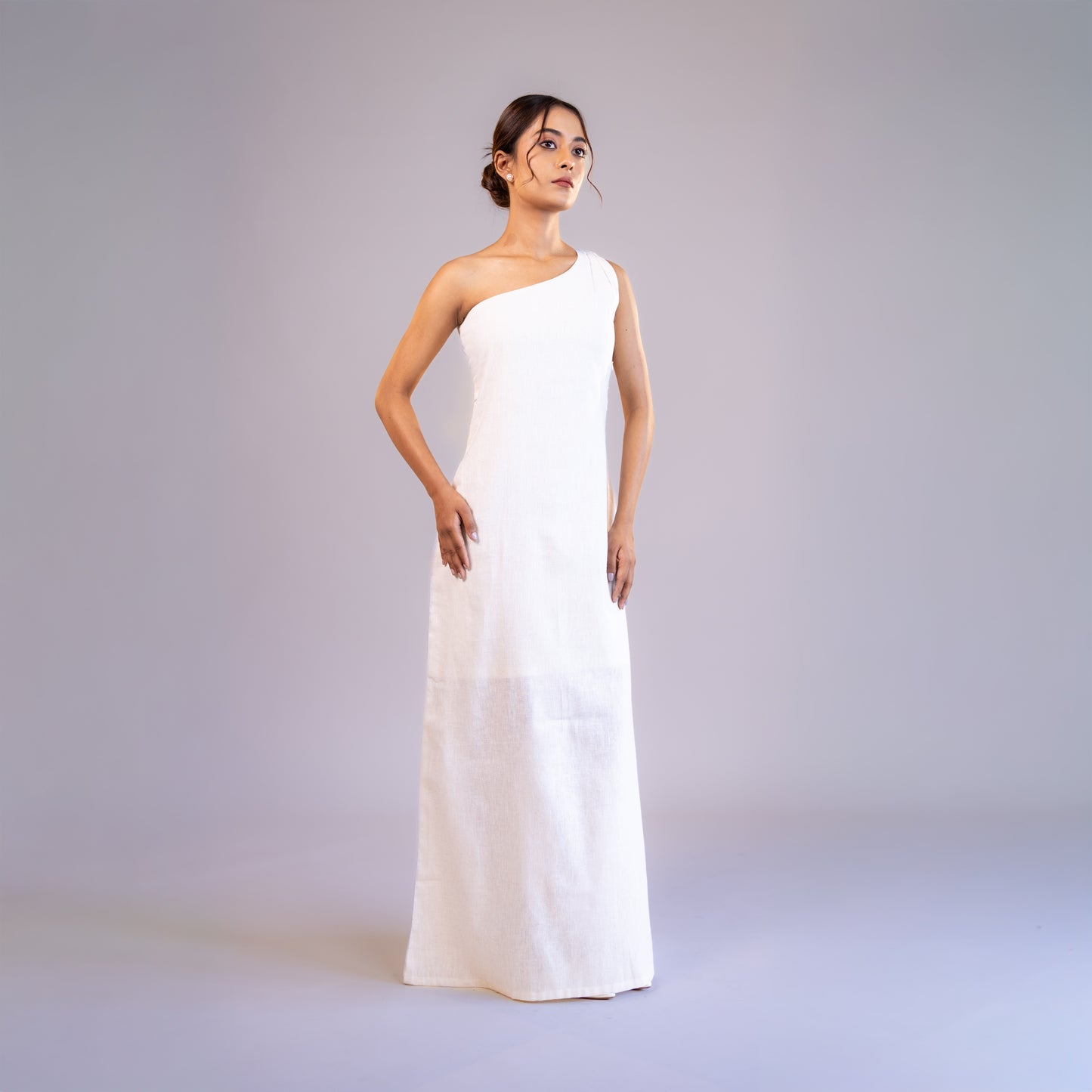 One Shoulder White Dress