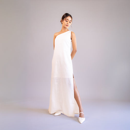 One Shoulder White Dress