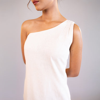 One Shoulder White Dress