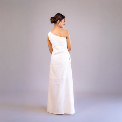 One Shoulder White Dress