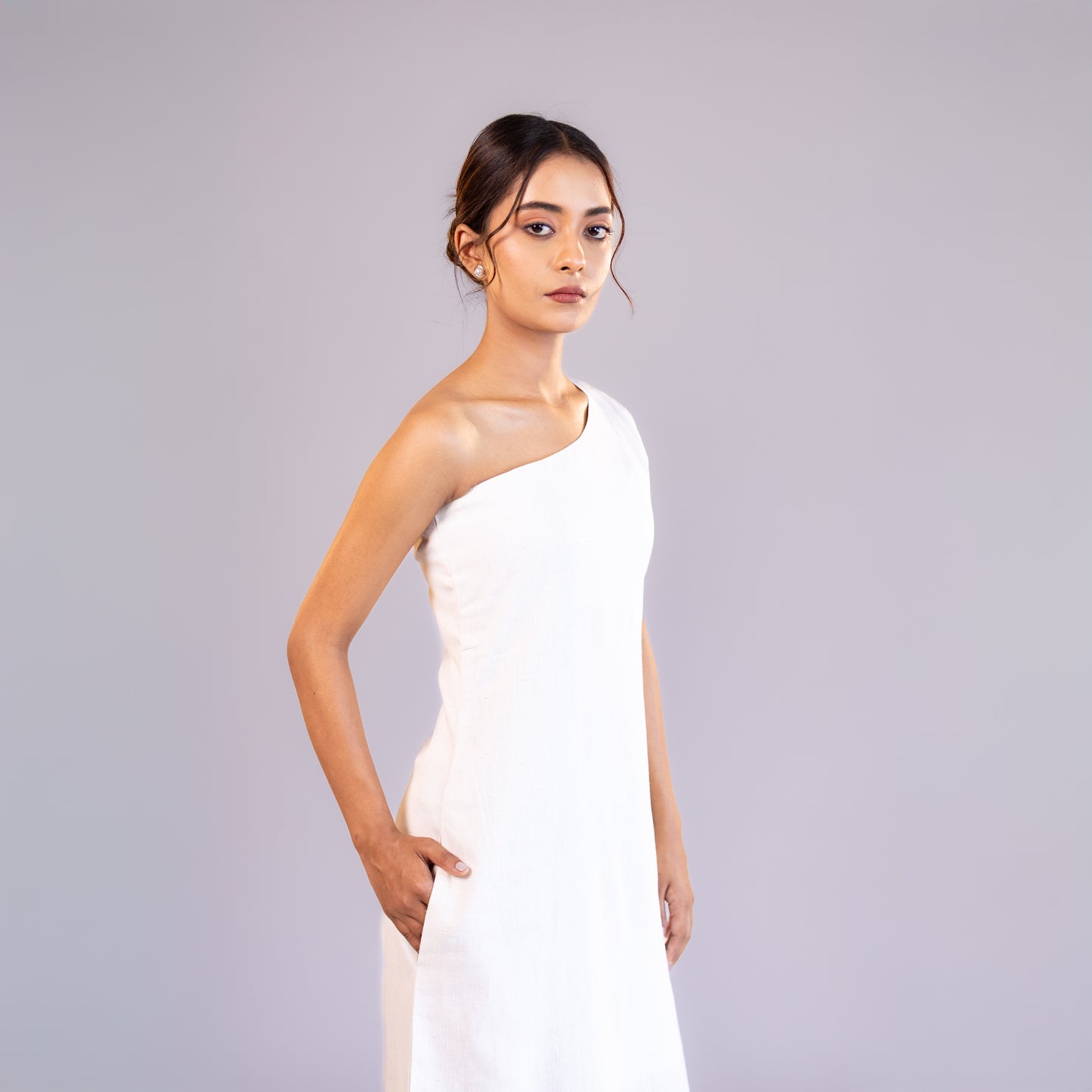 One Shoulder White Dress