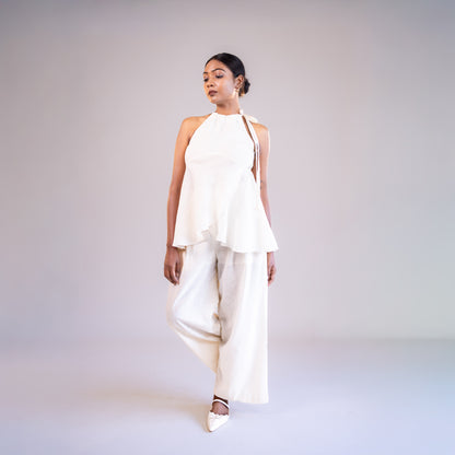 White Halter Neck Top