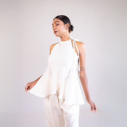 White Halter Neck Top