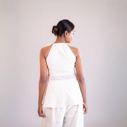 White Halter Neck Top