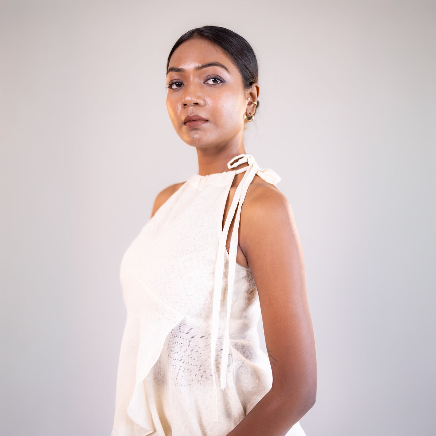 White Halter Neck Top