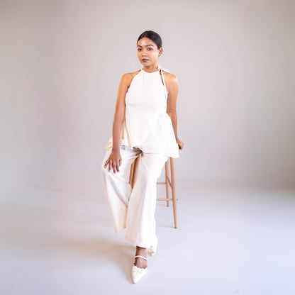 White Halter Neck Top