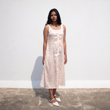 Apricot Button Down Midi Dress