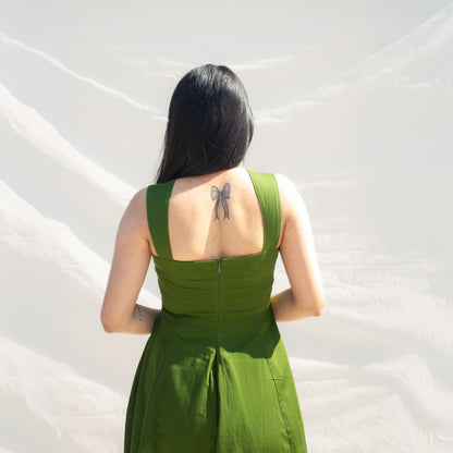 Olive Sweetheart Neck Line Dress