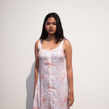 Peach Button Down Midi Dress
