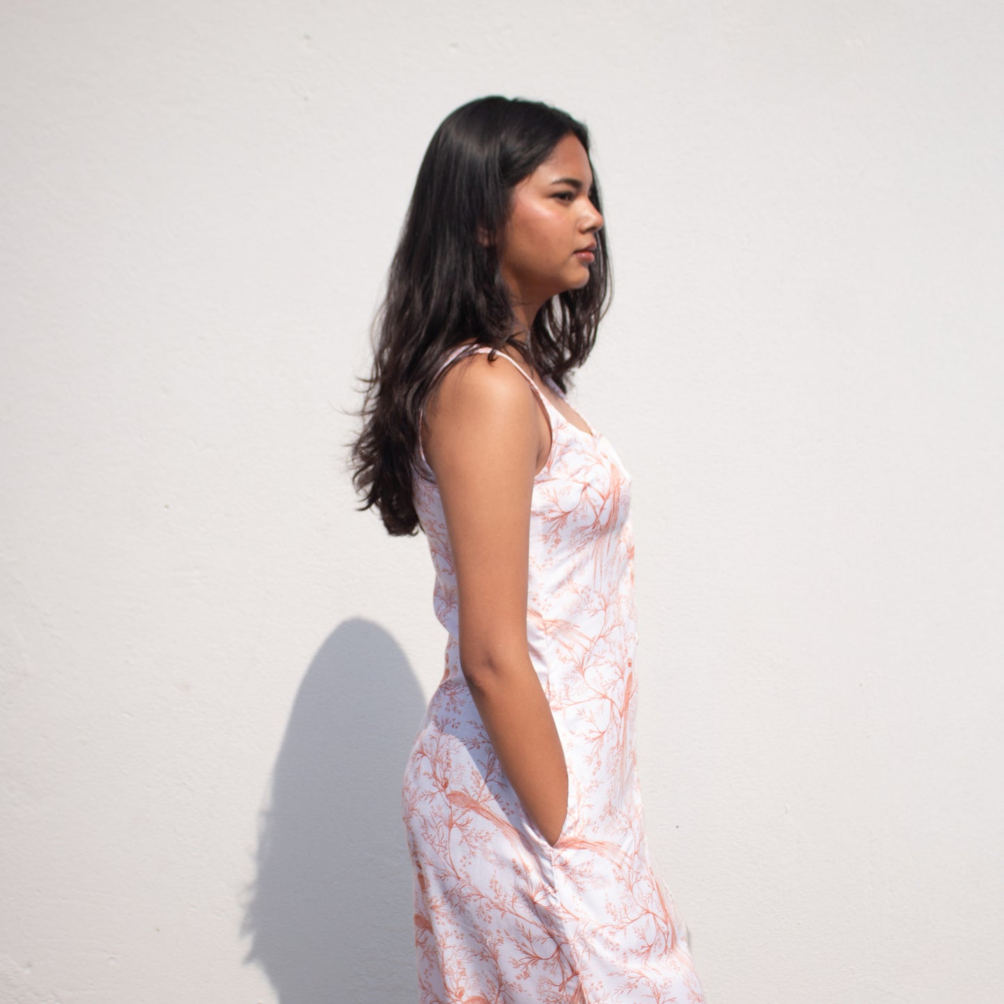 Peach Button Down Midi Dress