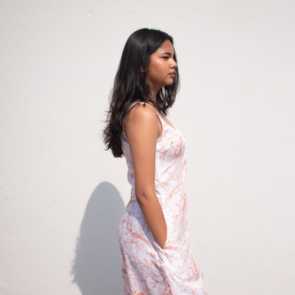 Peach Button Down Midi Dress