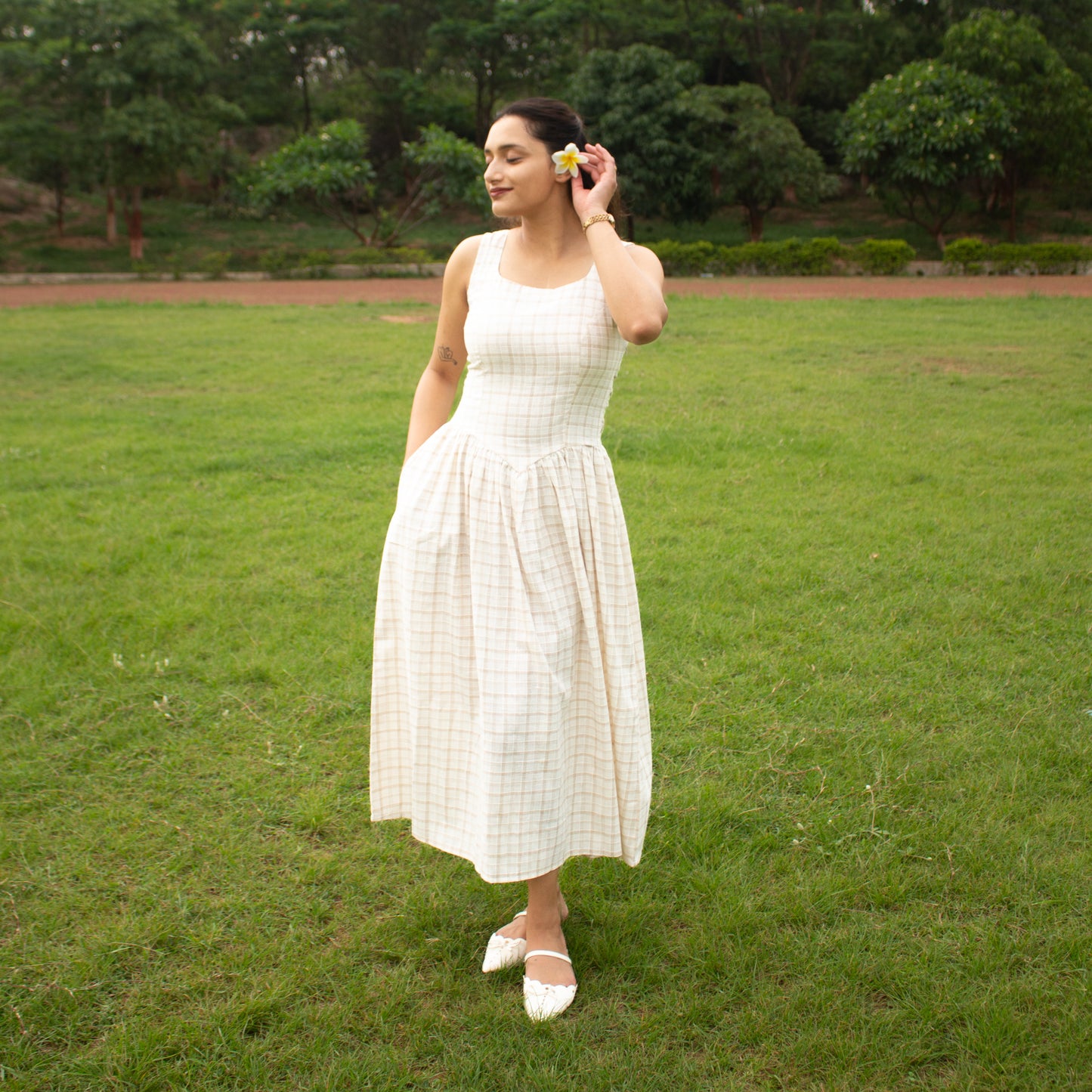 Checked Midi Dress