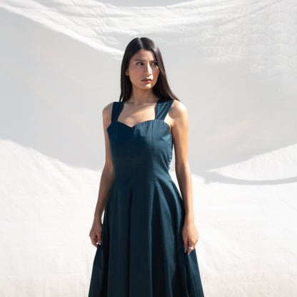 Teal Sweetheart Neck Line Dress