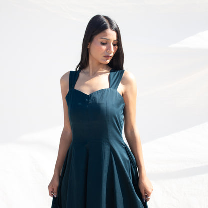 Teal Sweetheart Neck Line Dress