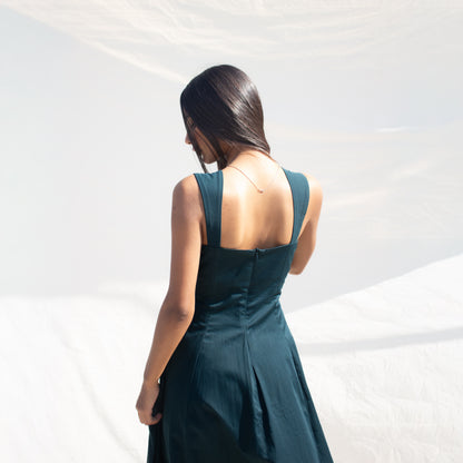 Teal Sweetheart Neck Line Dress