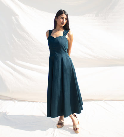 Teal Sweetheart Neck Line Dress