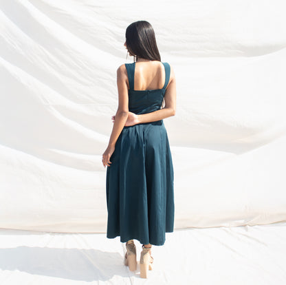 Teal Sweetheart Neck Line Dress