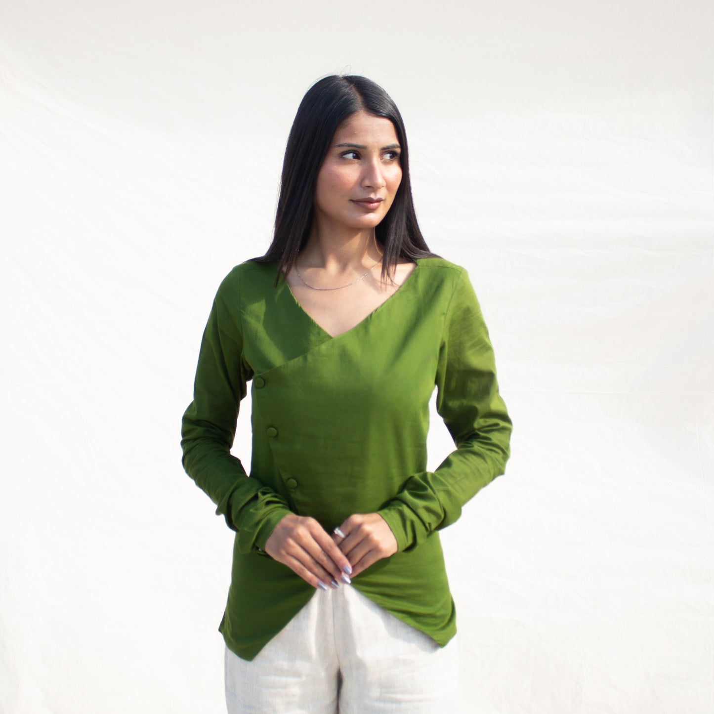 Olive Full Sleeve Angarakha Top