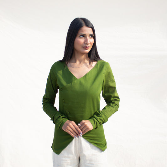 Olive Full Sleeve Angarakha Top