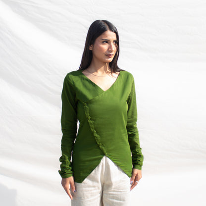 Olive Full Sleeve Angarakha Top