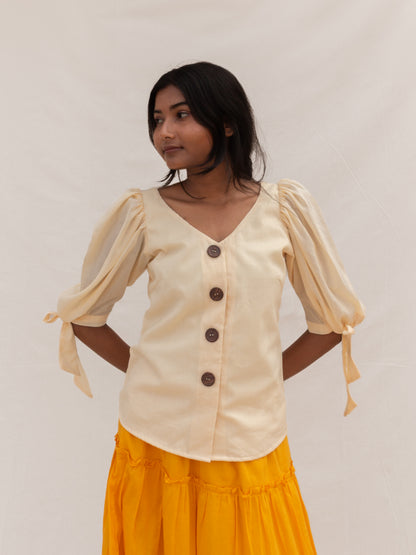 Beige Puff Sleeve Top