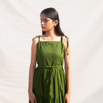 Olive Square Neck Tiered Dress