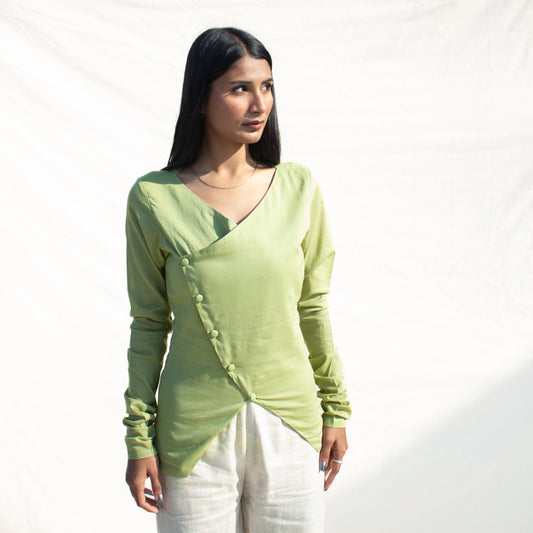 Pista Green Full Sleeve Angarakha Top