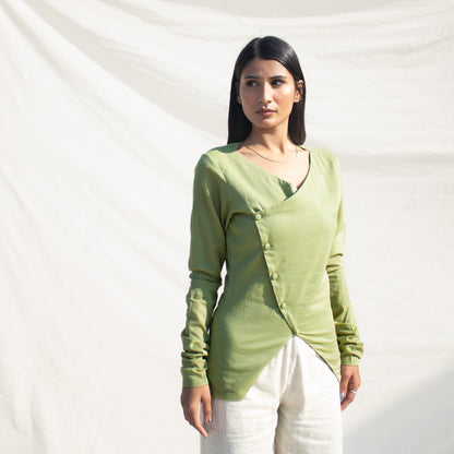 Pista Green Full Sleeve Angarakha Top
