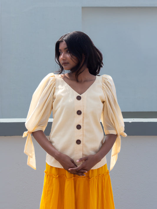 Beige Puff Sleeve Top