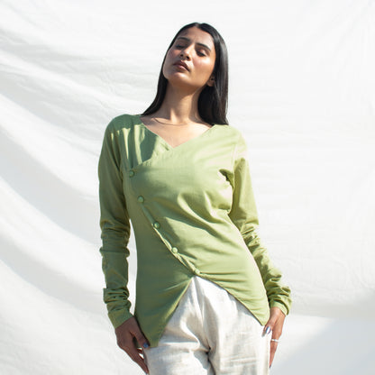 Pista Green Full Sleeve Angarakha Top