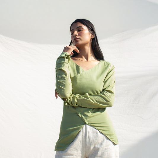 Pista Green Full Sleeve Angarakha Top