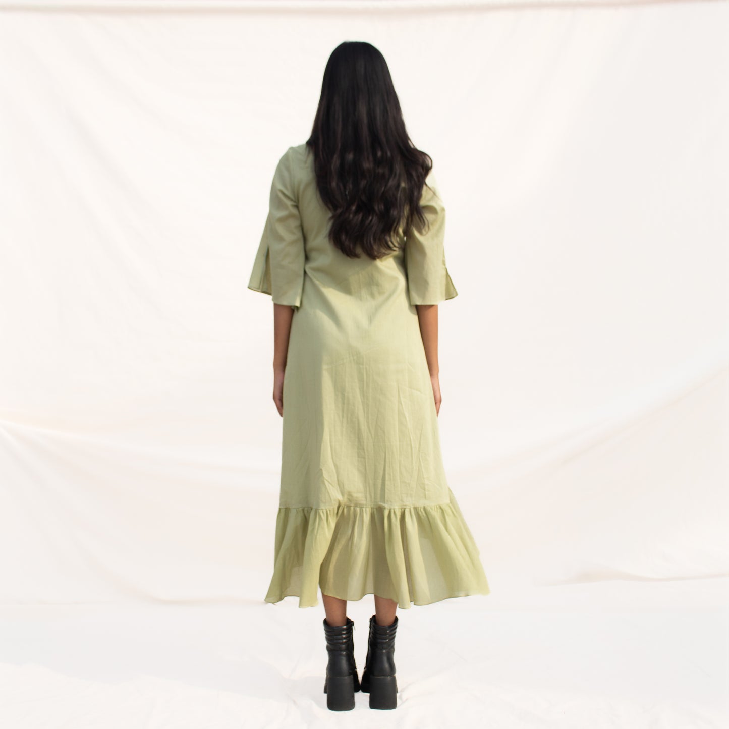 Pista Green Ruffle Angarakha Dress