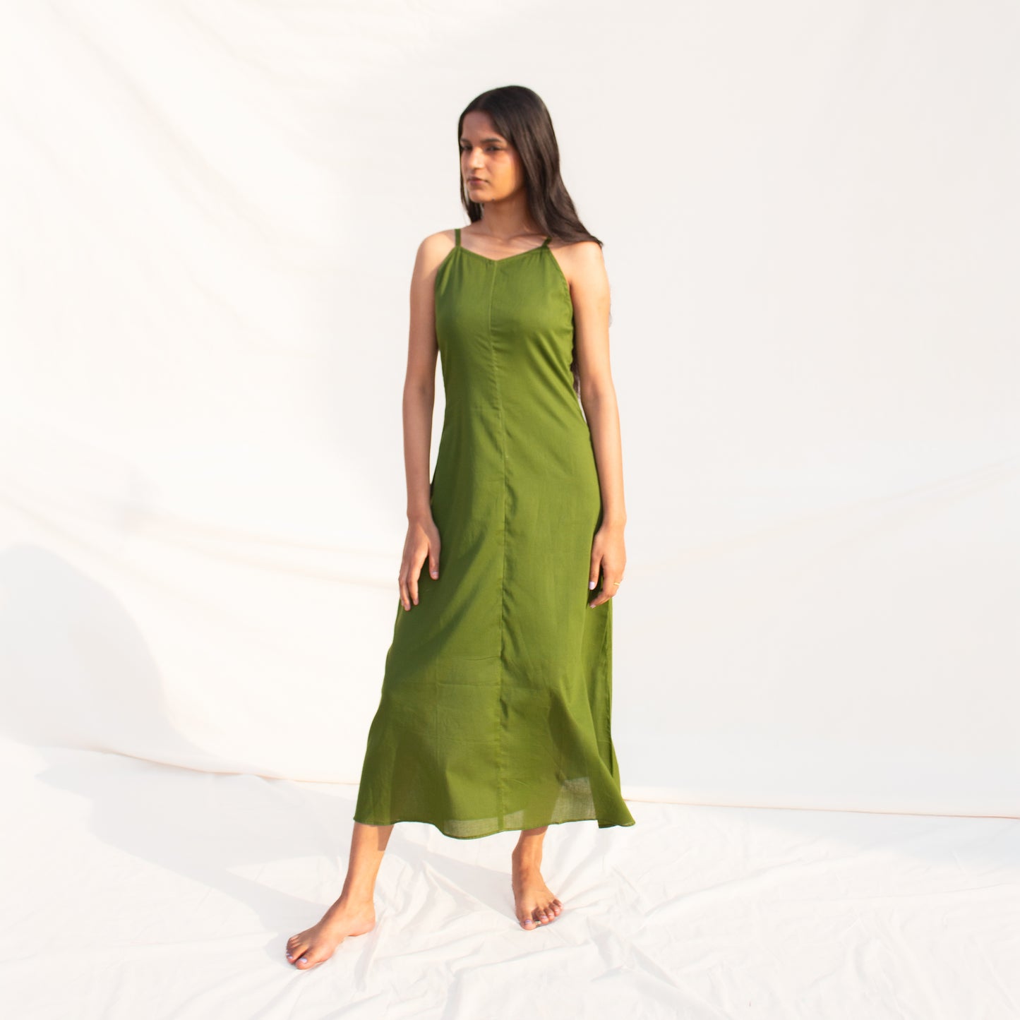 Olive Solid Slip Dress