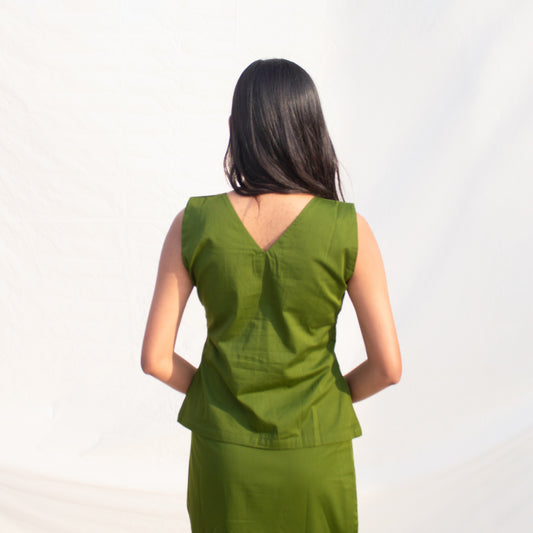 Olive Tie Up Cotton Top