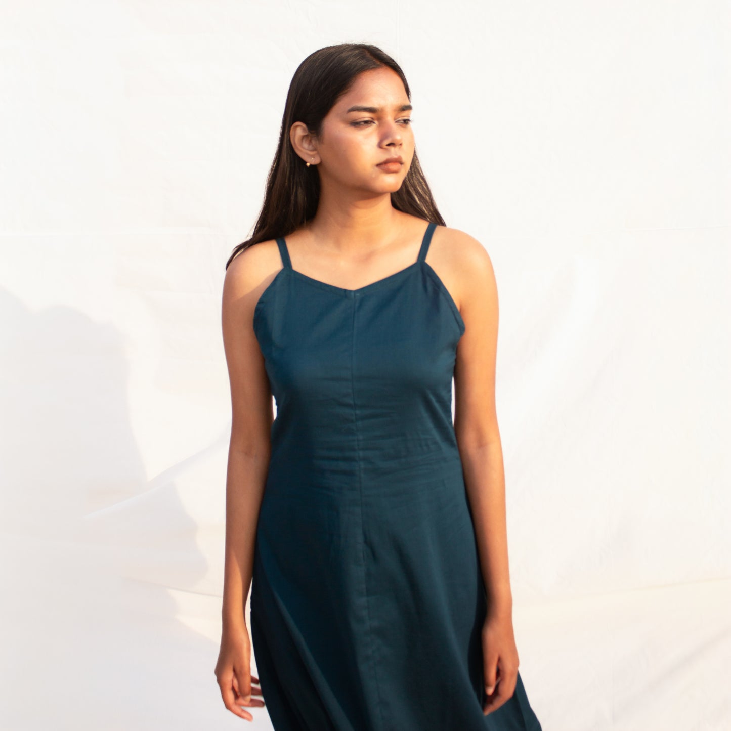 Teal Solid Slip Dress